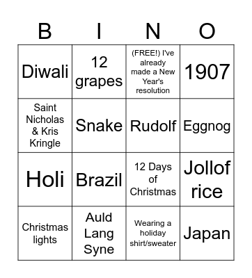 CARE 2024 Holiday BINGO and Trivia Bingo Card