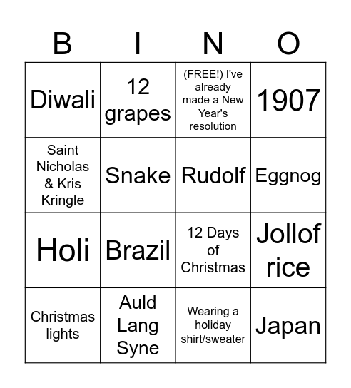 CARE 2024 Holiday BINGO and Trivia Bingo Card