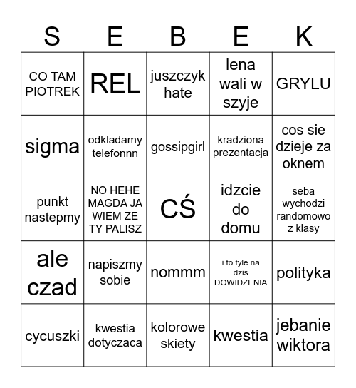 orzel Bingo Card