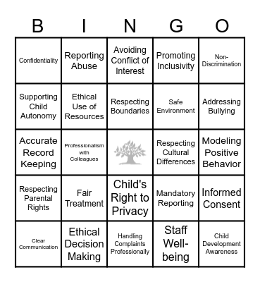 Ethics Bingo Card