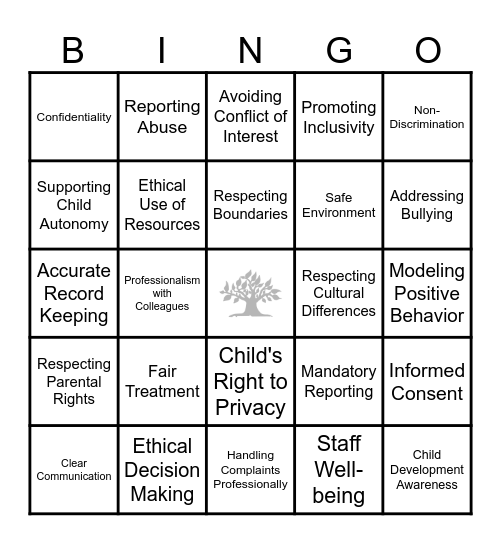 Ethics Bingo Card