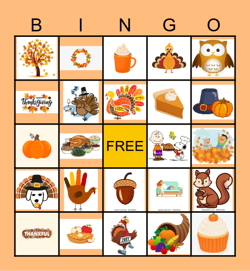 SQFT Thanksgiving Bingo 2024 Bingo Card