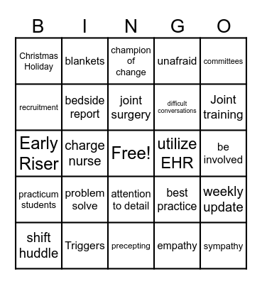 December 2024/Staff Meeting Bingo Card