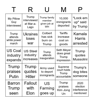 Trump Bingo Card Bingo Card