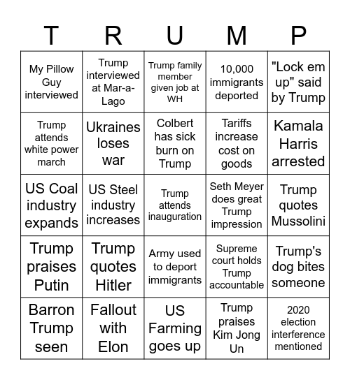 Trump Bingo Card Bingo Card