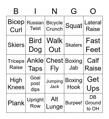 Revelation Fitness Bingo! Bingo Card