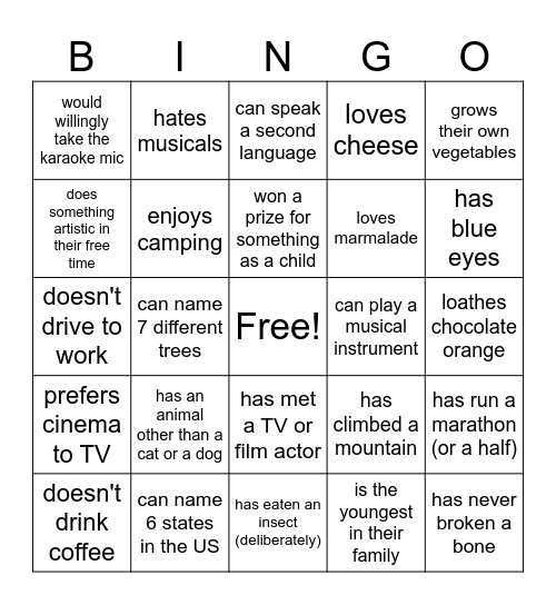 Find Someone Who Bingo Card