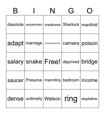 Speckled Band Bingo Card