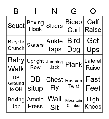 Revelation Fitness Bingo! Bingo Card