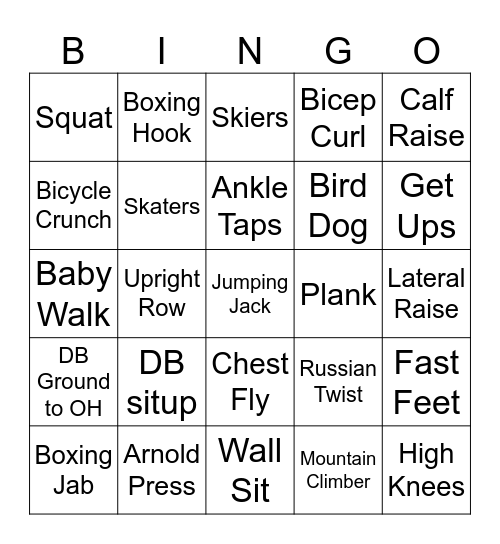 Revelation Fitness Bingo! Bingo Card