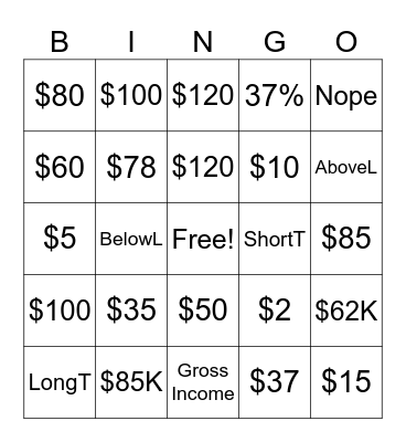 Tax Review Bingo! Bingo Card