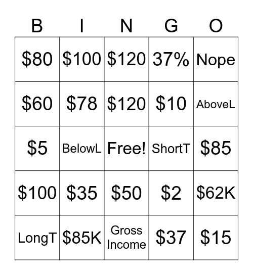 Tax Review Bingo! Bingo Card