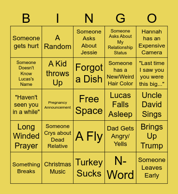 Ross Thanksgiving 2024 Bingo Card