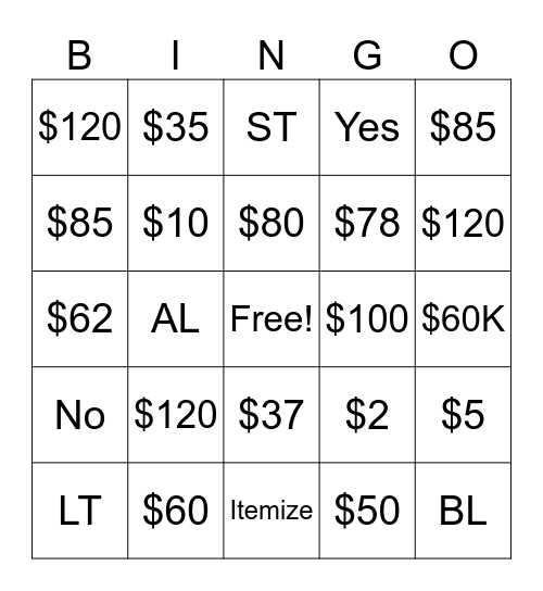 Tax Review 3 Bingo Card