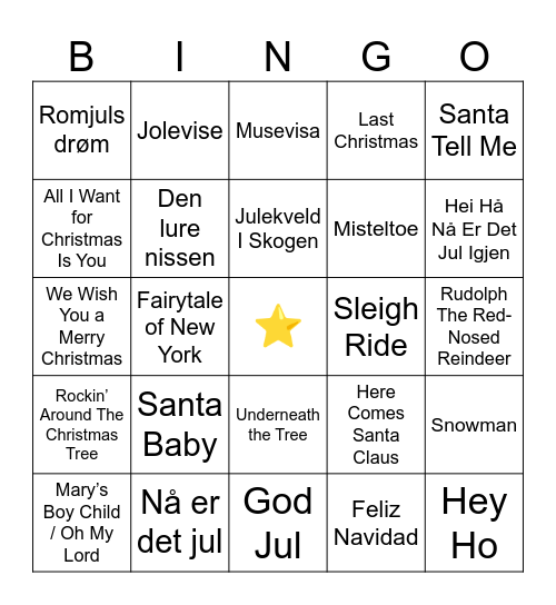 JULEBINGO Card