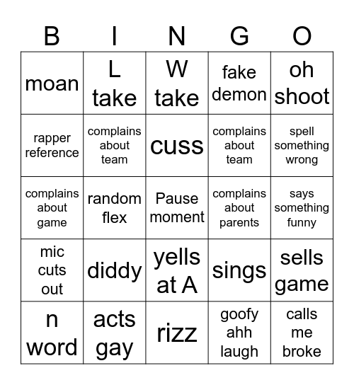 Christian New Bingo Card