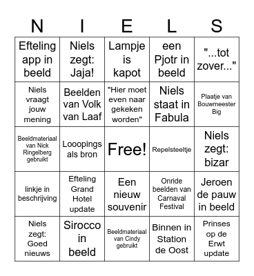 Niels Kooyman Bingo Card