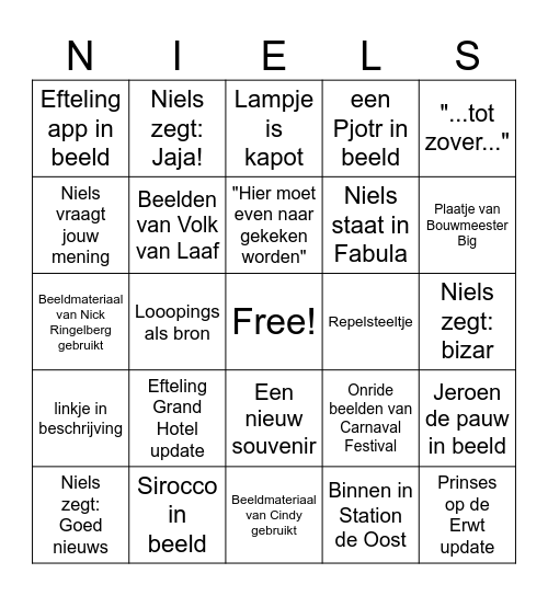 Niels Kooyman Bingo Card