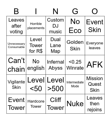 TDS Bingo Card