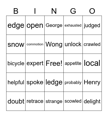 RW2 - 02 Bingo Card