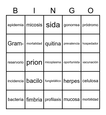 Enfermedades infecciosas Bingo Card