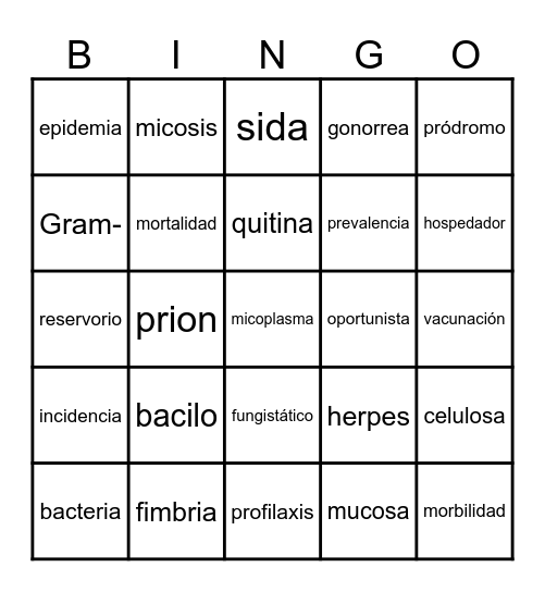 Enfermedades infecciosas Bingo Card