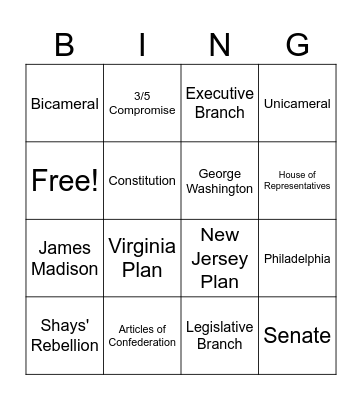 Constitutional Bingo Card