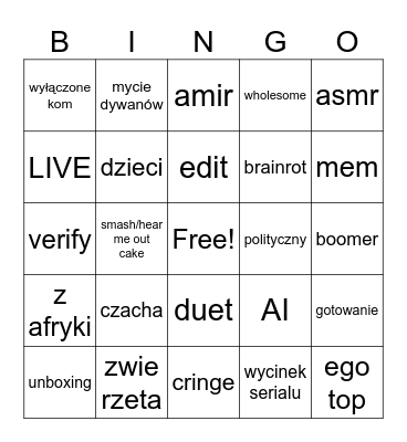 tiktok bingo Card