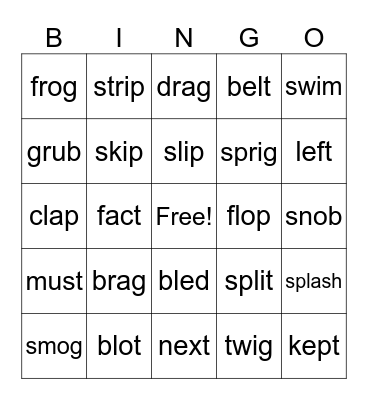 Blends Bingo Card