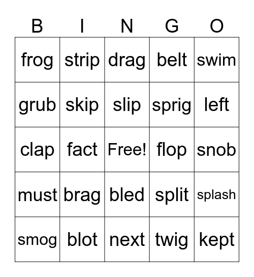 Blends Bingo Card