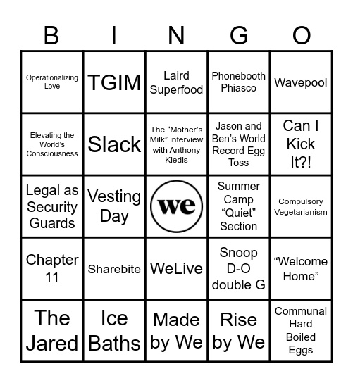 Ghosts of WeWork’s Past Bingo Card