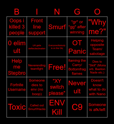 Bronze Bingo Card