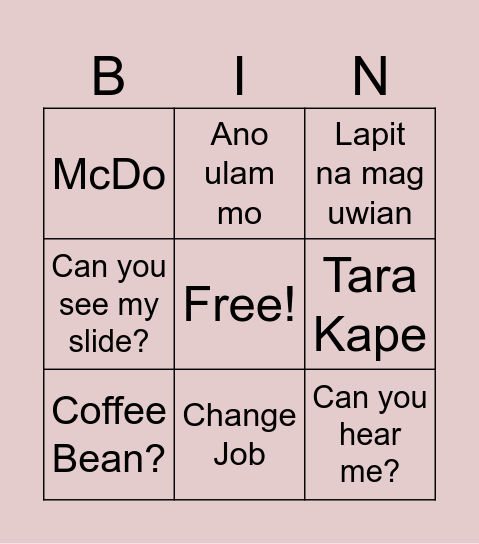 Office Bingo Card