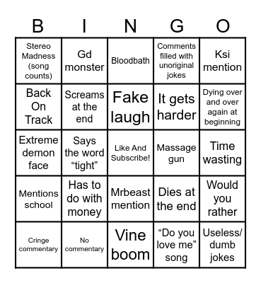 ITZBRAN BINGO Card