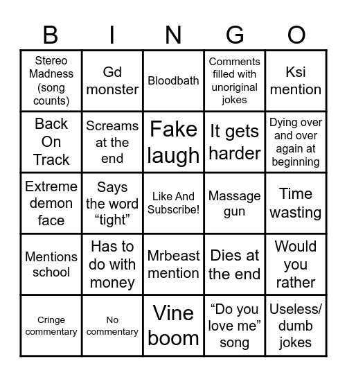 ITZBRAN BINGO Card