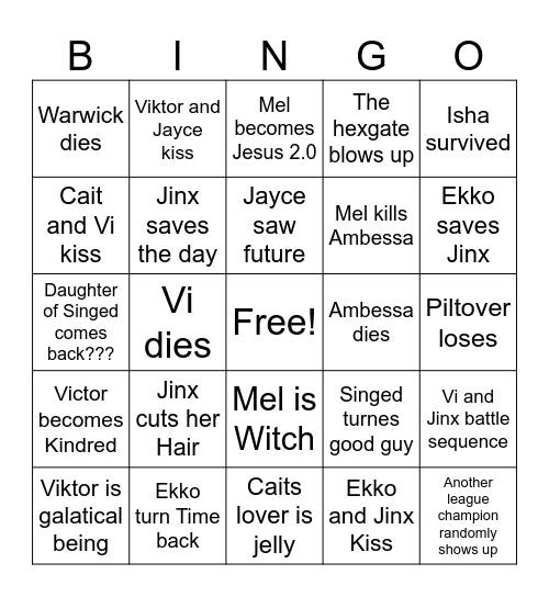 Arcane Bingo Card