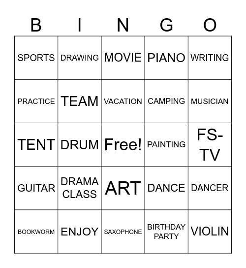 Unit 3 Sign Vocabulary Review Bingo Card