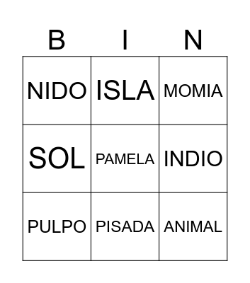 BINGO M, P, S, L, D, N Bingo Card