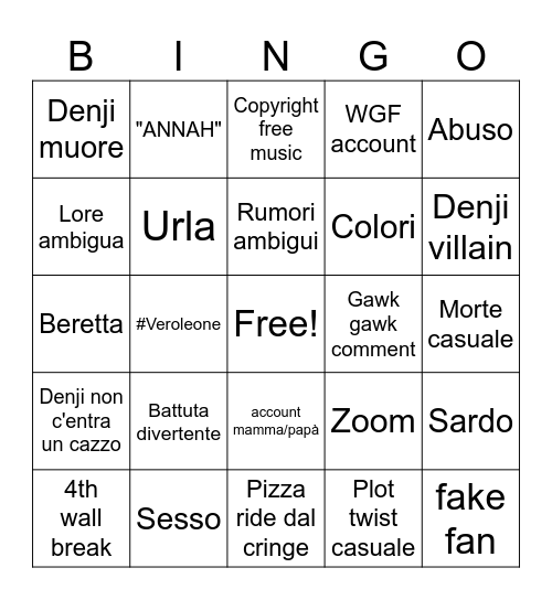 LyonWGF (Chainsaw Man) Bingo Card