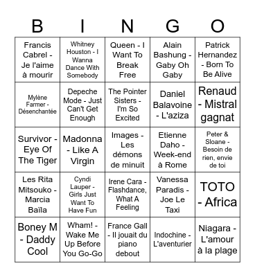 Bingo musical Bingo Card