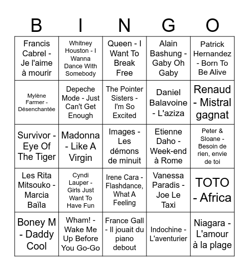 Bingo musical Bingo Card