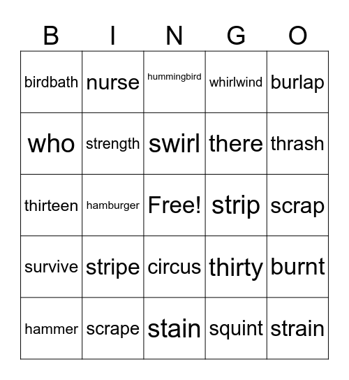 Review Bingo Card