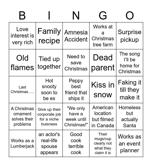 Hallmark Bingo Card