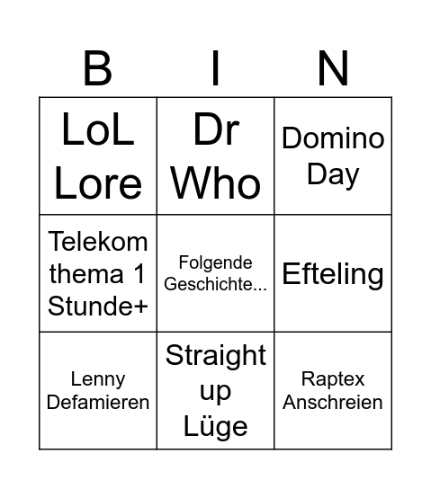 Florian Bingo Card