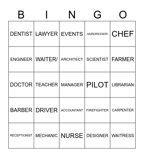 JOBS Bingo Card