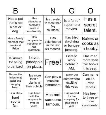 New Space Mixer 1 Bingo Card
