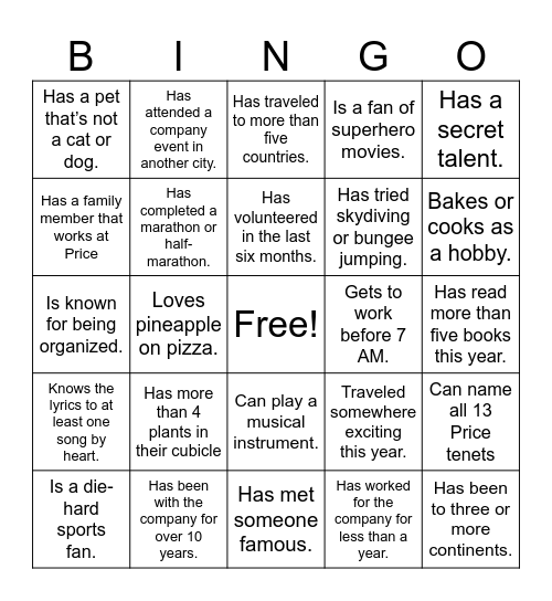 New Space Mixer 1 Bingo Card