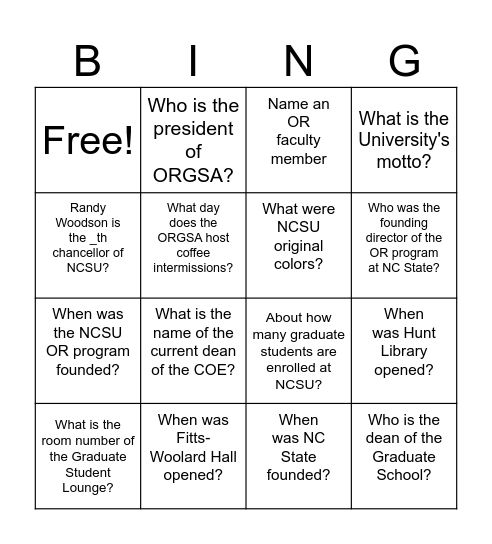 OR Thanksgiving Bingo Card