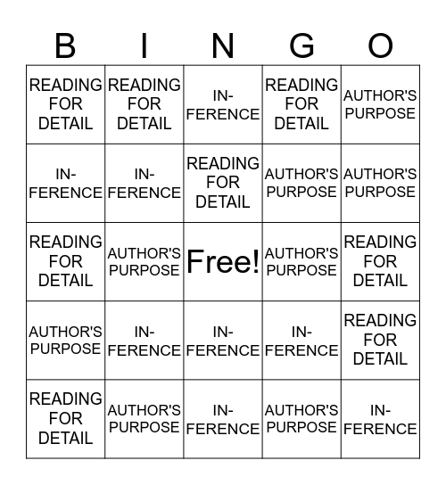 Reading BINGO Card