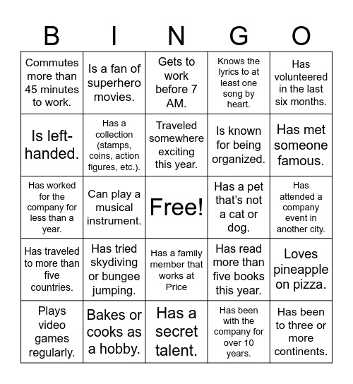 New Space Mixer 3 Bingo Card